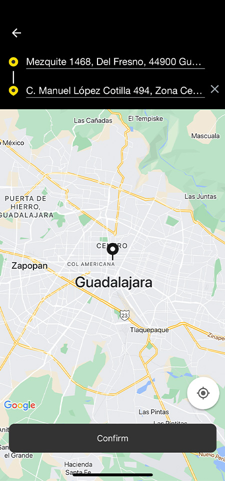 Screen | Cliente 02 - Confirmar Ruta - MX