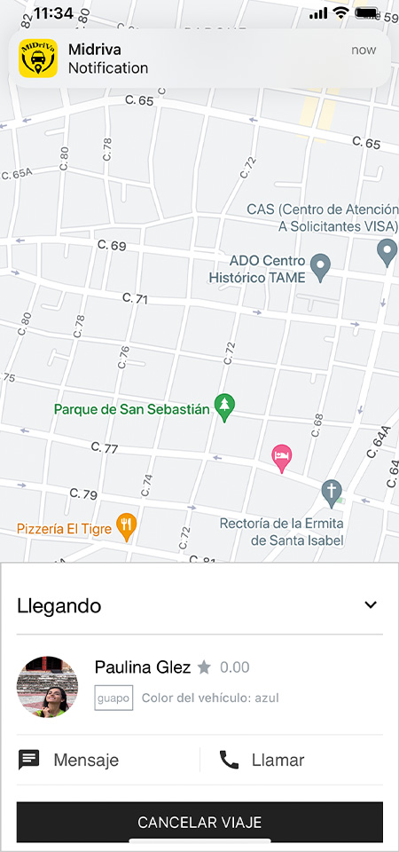 Screen | Cliente 06 - Conductor Llegando - MX