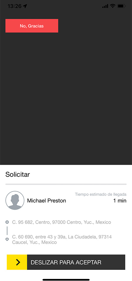 Screen | Driver 01 - Recibir Solicitud - MX